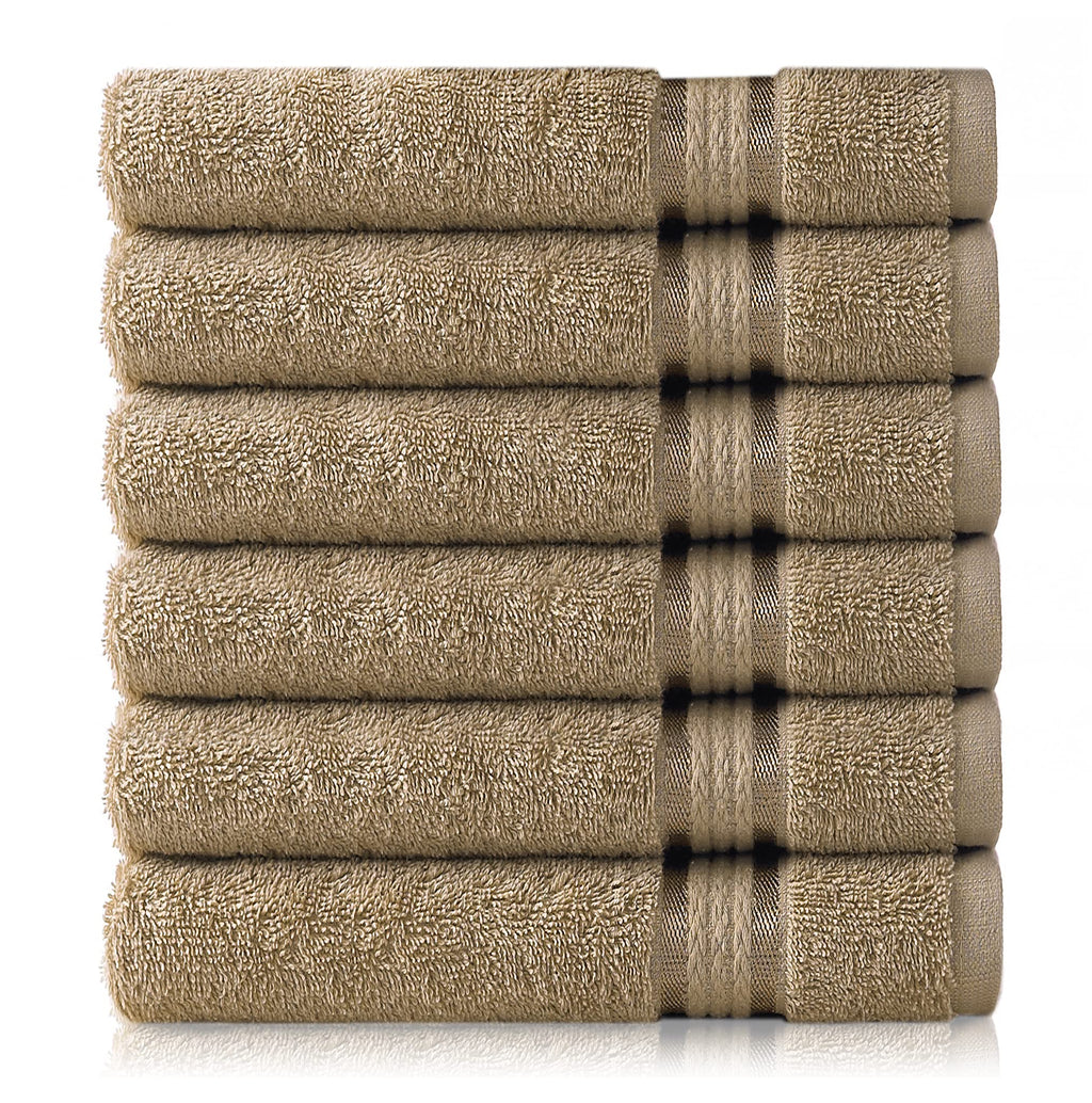 COTTON CRAFT Ultra Soft Hand Towels - 6 Pack 100% Ringspun Cotton Towel Set