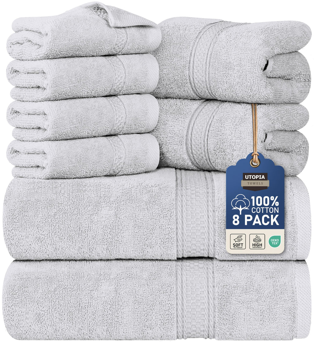 Utopia Towels 8 Piece Majestic Plush Luxury Towel Set, Cotton, Teal