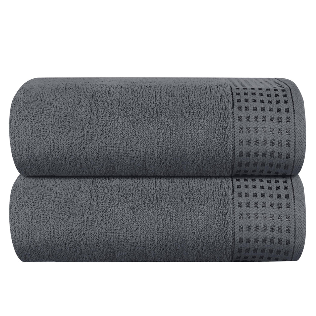 GLAMBURG 100% Cotton 2 Pack Oversized Bath Towel Set 28x55 Inches, Ultra Soft Highly Absorbant Compact Quickdry & Lightweight Large Bath Towels, Ideal for Gym Travel Camp Pool - Black