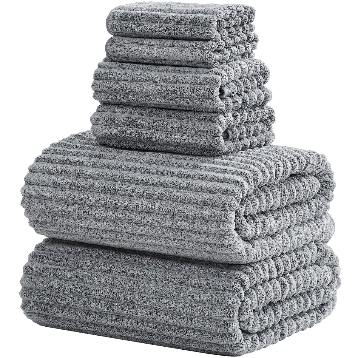 6 PC Bath Towel Set, 40"x80" Oversized Bath Sheets, Olive Green