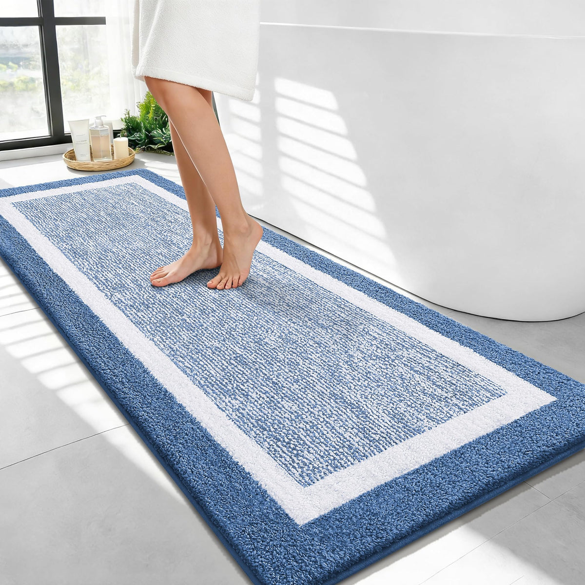 OLANLY Bathroom Rugs 36x24, Soft Absorbent Microfiber Bath Rugs, Grey