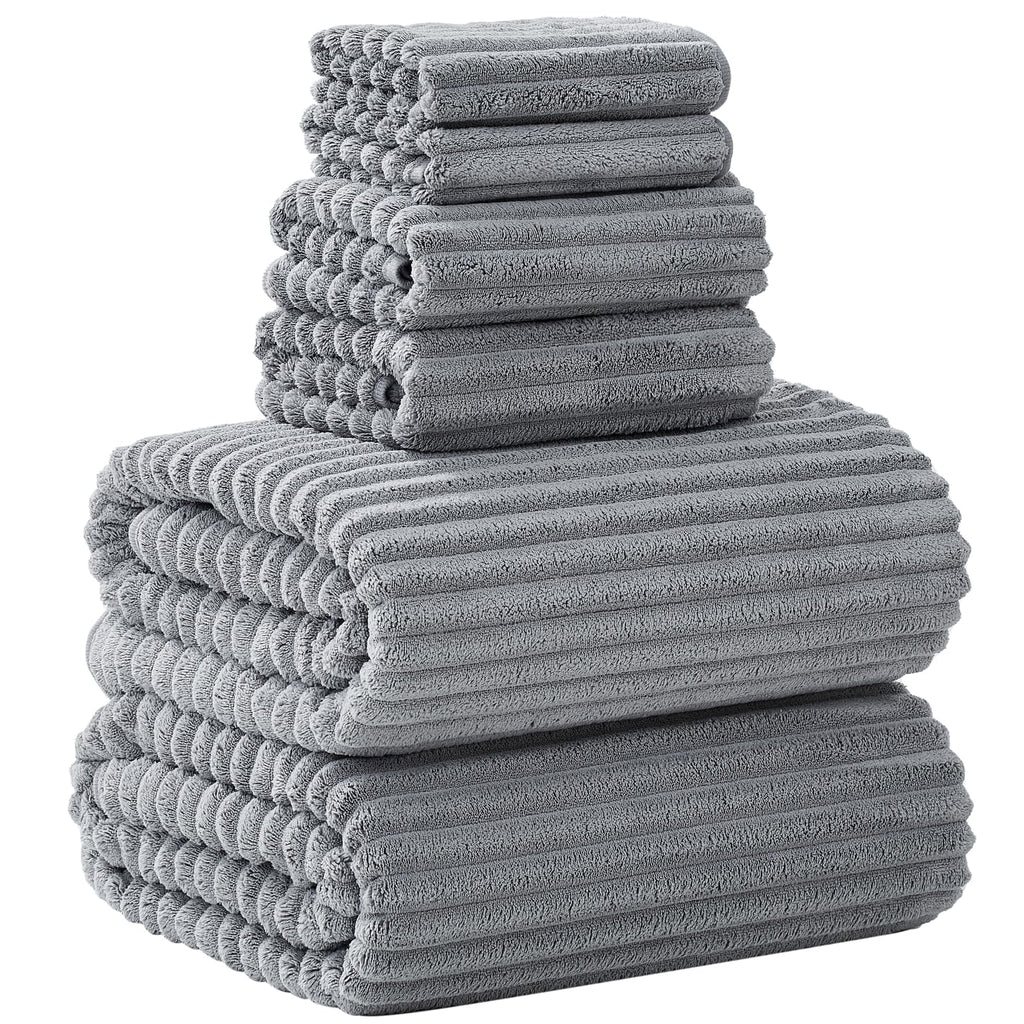 6 PC Bath Towel Set, 40"x80" Oversized Bath Sheets, Olive Green