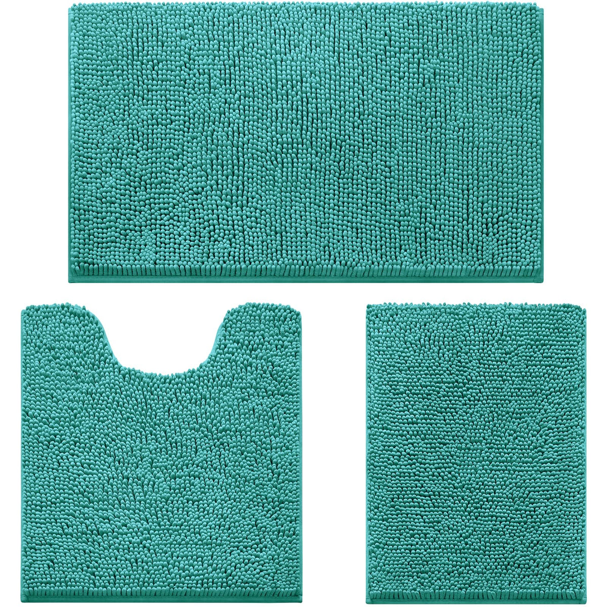 HOMEIDEAS Bathroom Rugs Set of 3, Super Soft Absorbent Chenille Bath Rugs