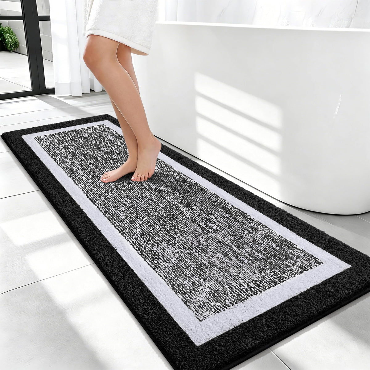 OLANLY Bathroom Rugs 36x24, Soft Absorbent Microfiber Bath Rugs, Grey