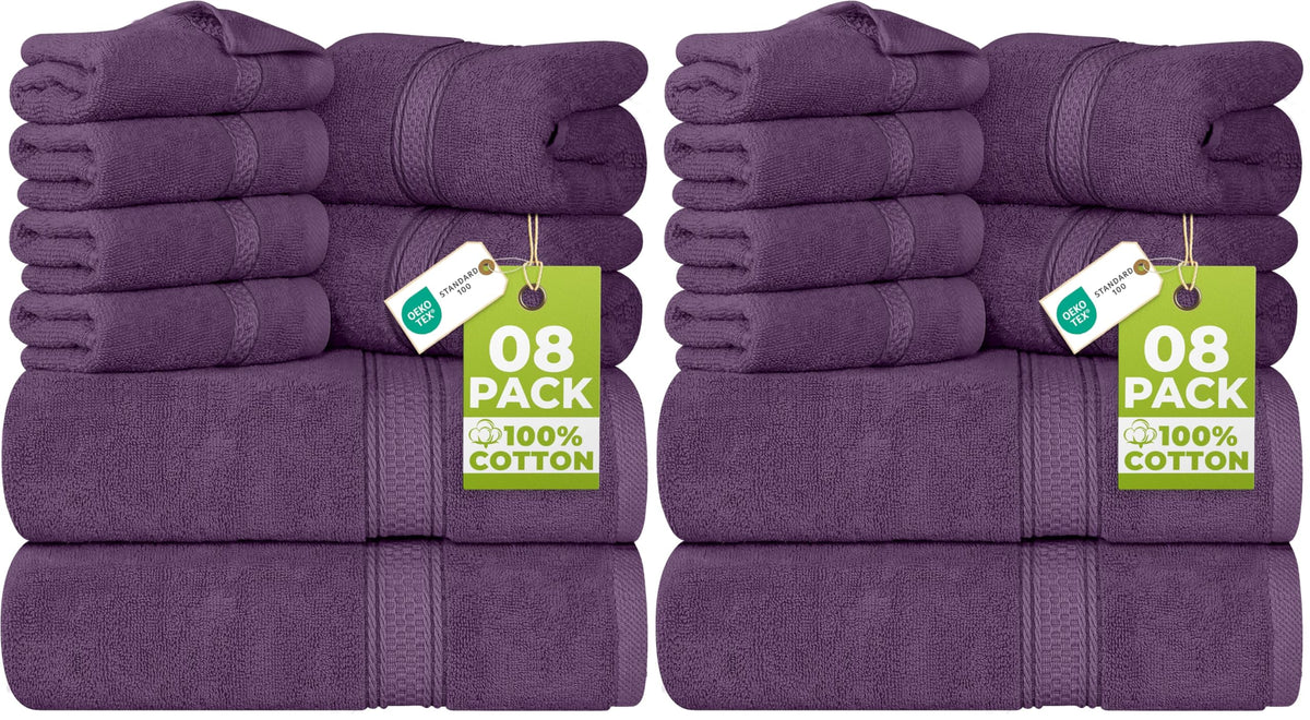 Utopia Towels 8 Piece Majestic Plush Luxury Towel Set, Cotton, Teal