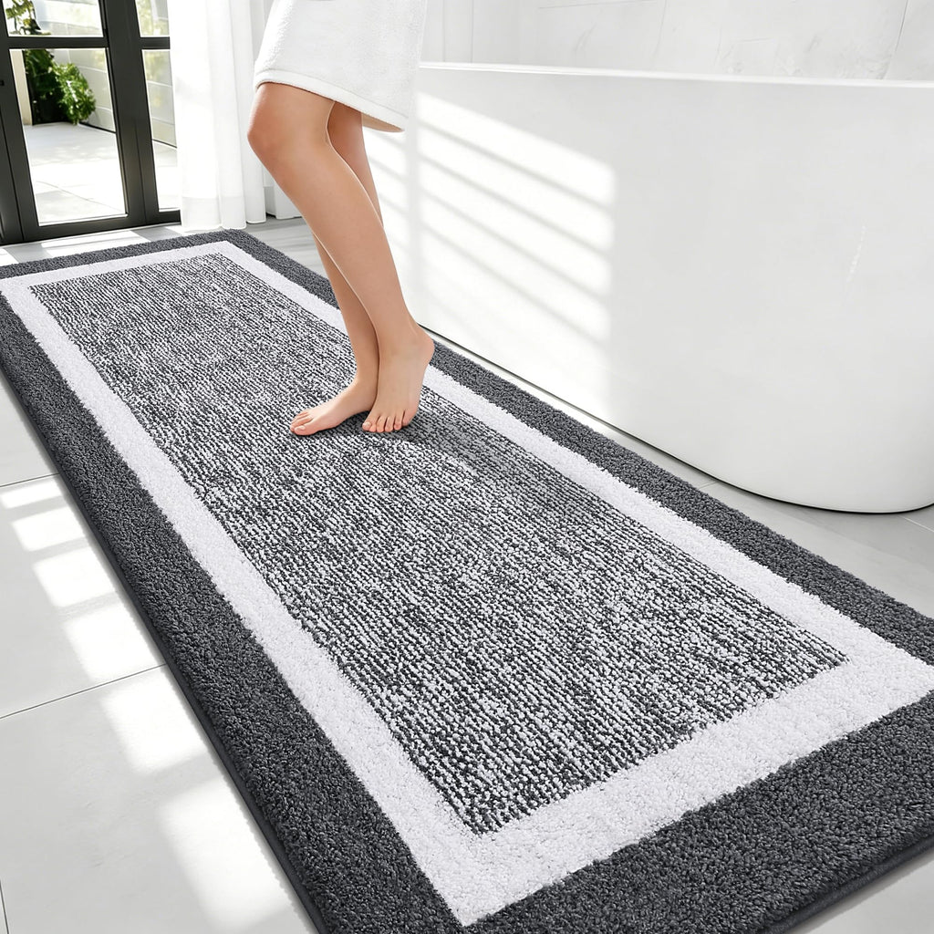 OLANLY Bathroom Rugs 36x24, Soft Absorbent Microfiber Bath Rugs, Grey