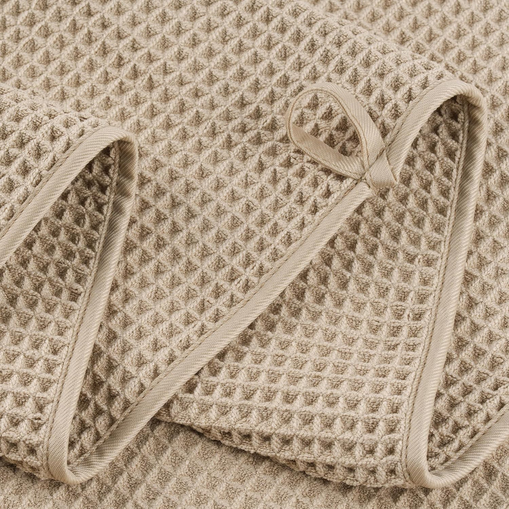 POLYTE 430 GSM Poly Blend Microfiber Quick Dry Waffle Bath Towel Set of 6