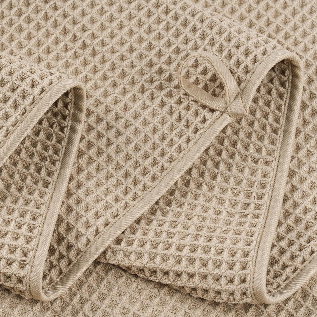 POLYTE 430 GSM Poly Blend Microfiber Quick Dry Waffle Bath Towel Set of 6