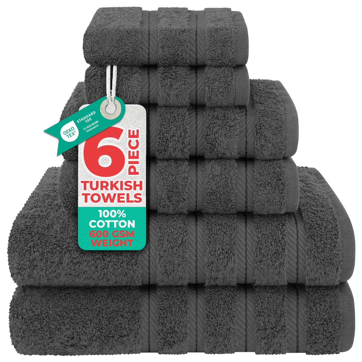 American Soft Linen 100% Cotton Luxury Turkish Towels, 6 Piece Towel Set