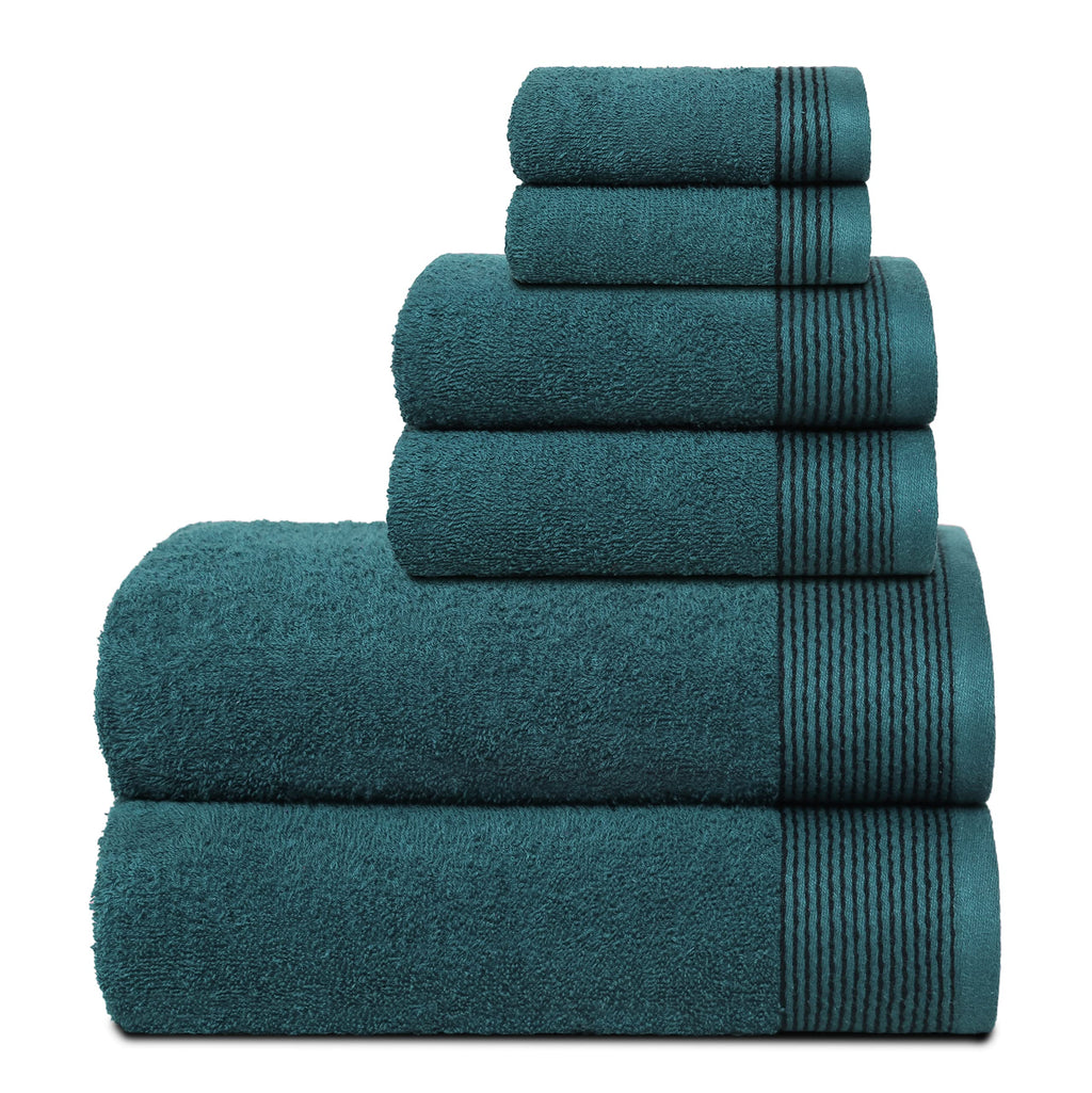 Belizzi Home 100% Cotton Ultra Soft 6 Pack Towel Set, Contains 2 Bath Towels 28x55 inchs, 2 Hand Towels 16x24 inchs & 2 Washcloths 12x12 inchs, Compact Lightweight & Highly Absorbant - Black