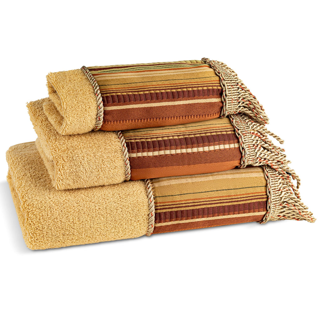 Zahari Home Spindle Modern Bathroom Towel Set - 3 Piece Bath, Hand, and Wash Towels - Classic Luxury Contemporary Decor - Beautiful Gold Unique Design Bath Ensemble