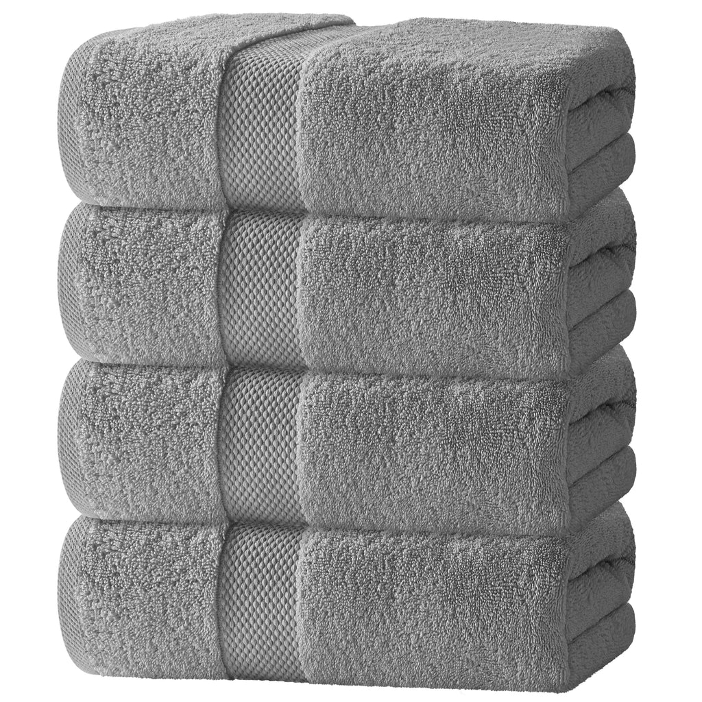 White Classic Luxury White Bath Towels - 4 Pack, 100% Turkish Cotton, 27x54