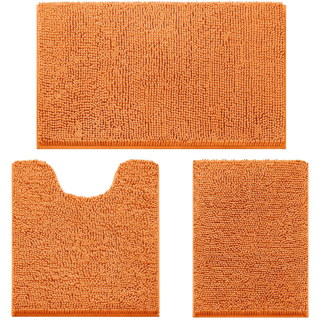 HOMEIDEAS Bathroom Rugs Set of 3, Super Soft Absorbent Chenille Bath Rugs