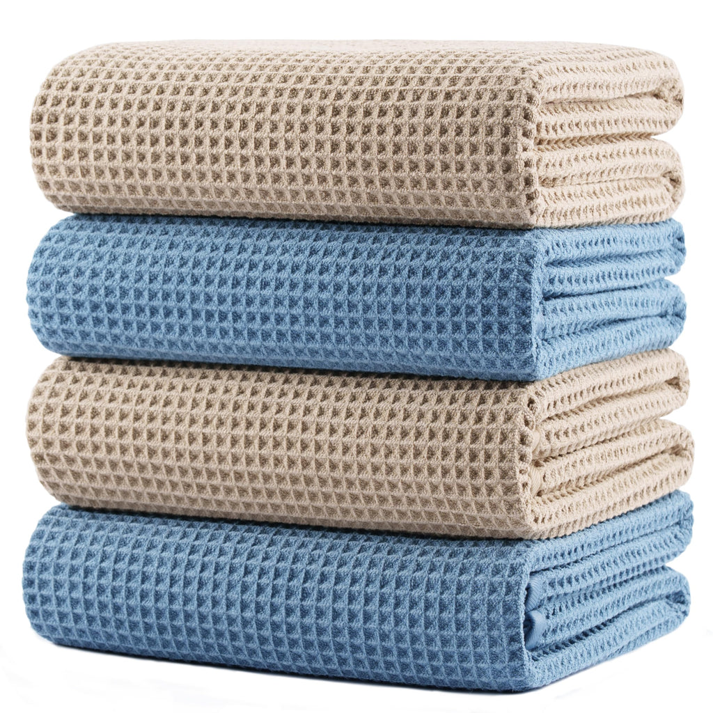 POLYTE 430 GSM Poly Blend Microfiber Quick Dry Waffle Bath Towel, 30x60 in