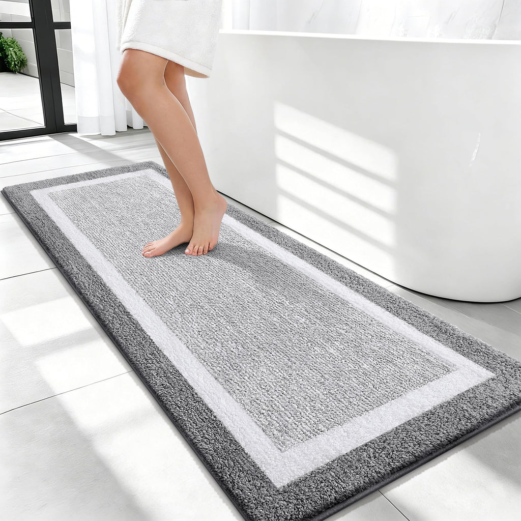 OLANLY Bathroom Rugs 36x24, Soft Absorbent Microfiber Bath Rugs, Grey