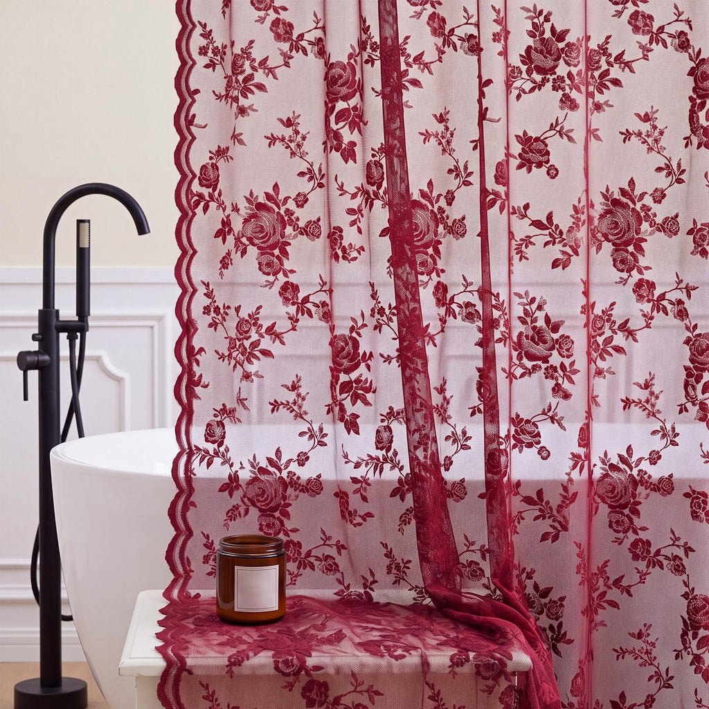 Irenare Black Lace Shower Curtain Victorian Floral Decor 72 x 72 Inch