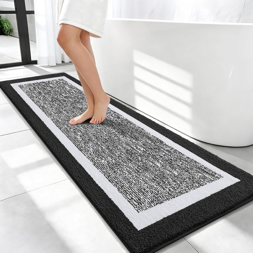 OLANLY Bathroom Rugs 36x24, Soft Absorbent Microfiber Bath Rugs, Grey