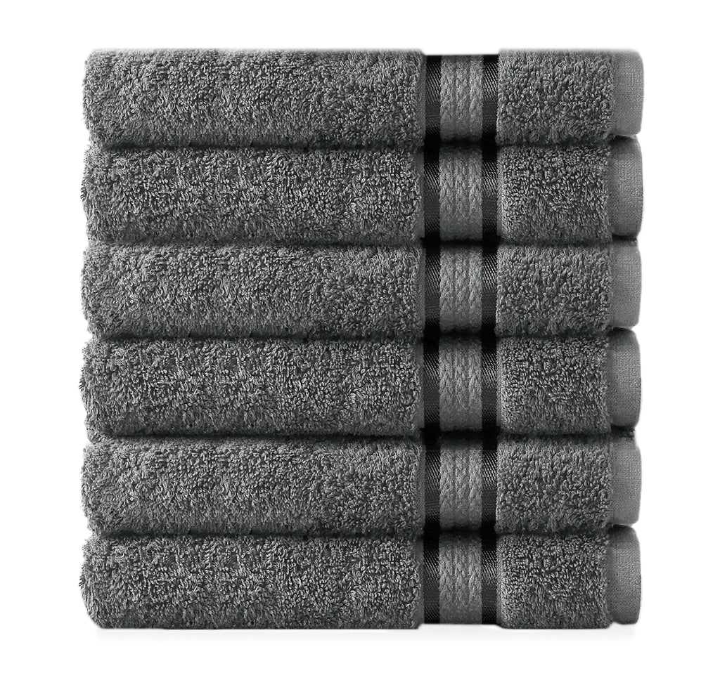 COTTON CRAFT Ultra Soft Hand Towels - 6 Pack 100% Ringspun Cotton Towel Set