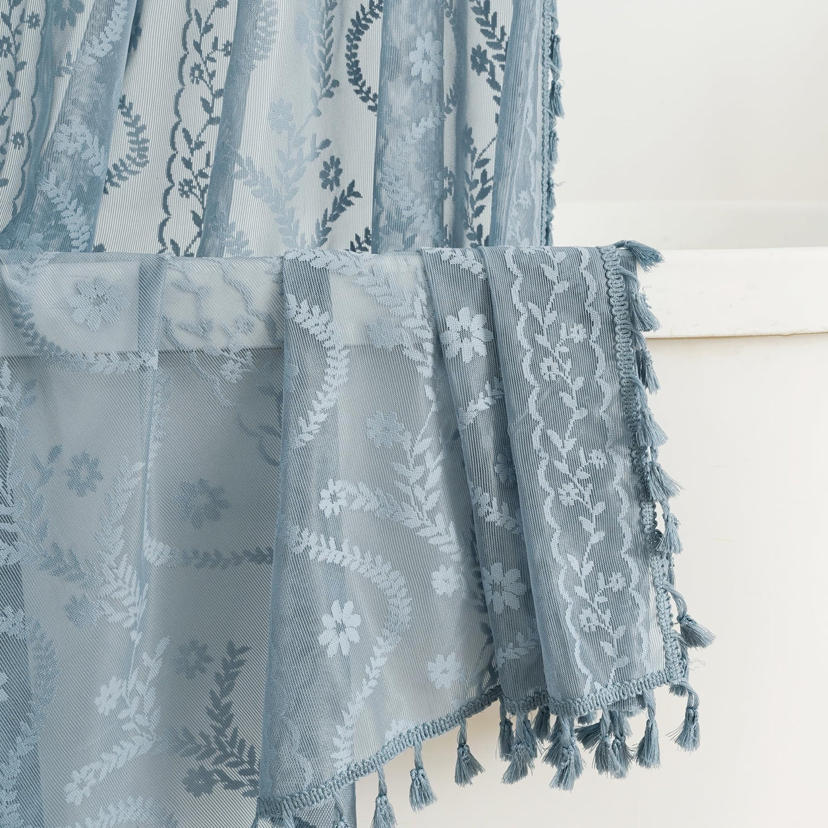 WAZZIO Terracotta Lace Shower Curtain,Boho Chic Fall Color,72 x 72 in