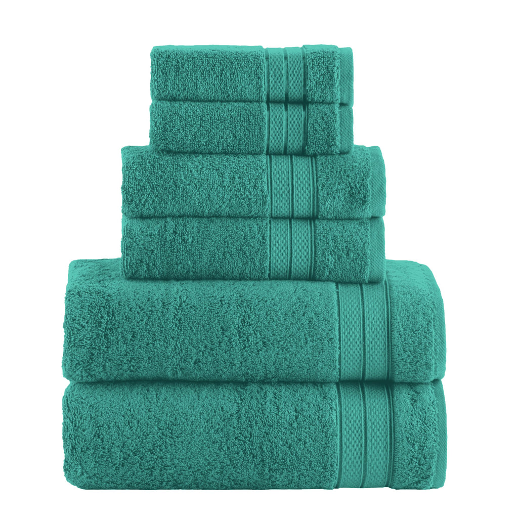Elegant Comfort Luxury 6-Piece Towel Set, Premium Soft 100% Turkish Cotton, Three Line Popcorn Design 2 Bath Towels, 2 Hand Towels and 2 Washcloths Towel Set-Quick-Drying and Absorbent, Vibrant Orange