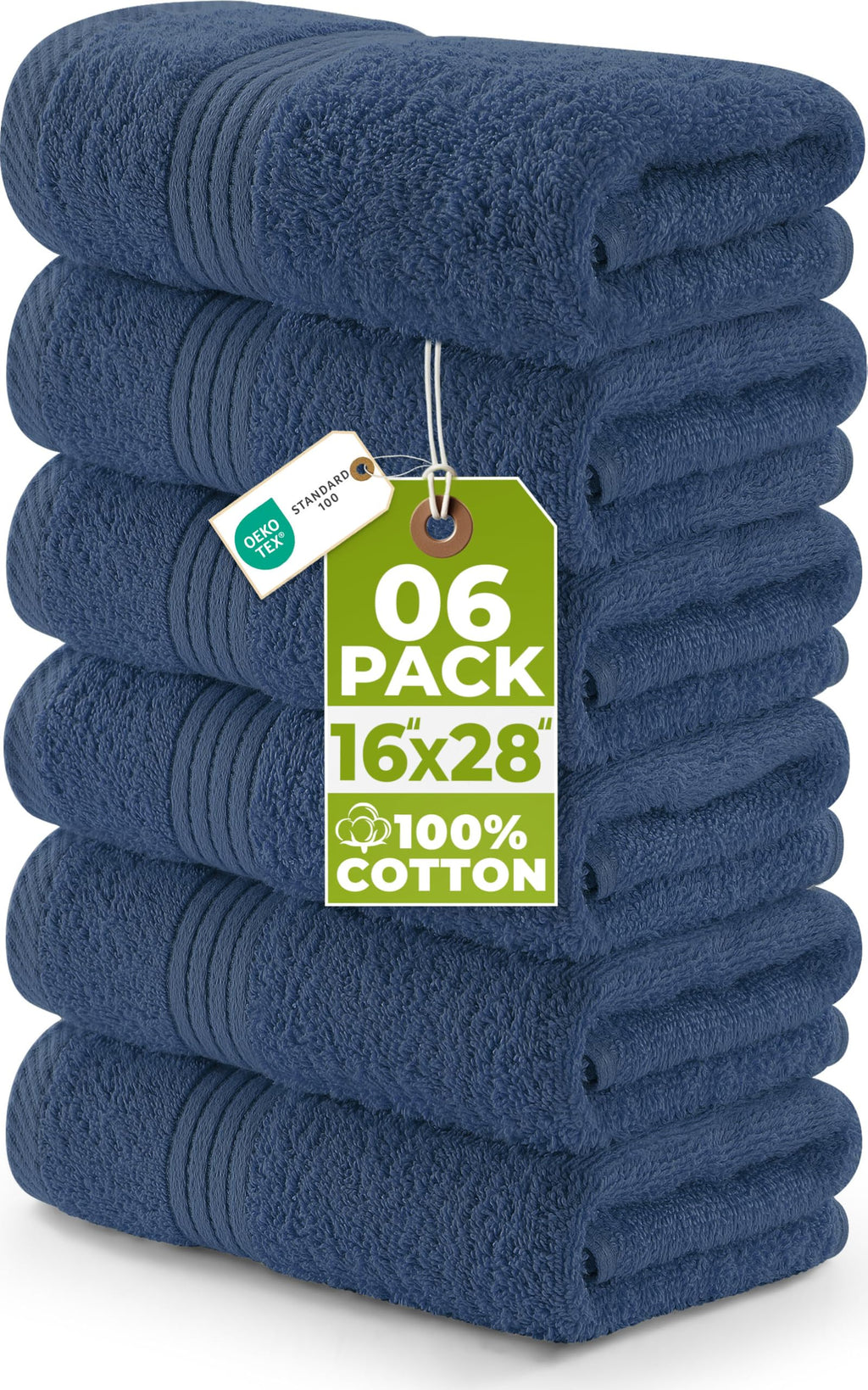 Utopia Towels 6 Piece Hand Towels Set, 16x28 in, 100% Cotton, Turquoise