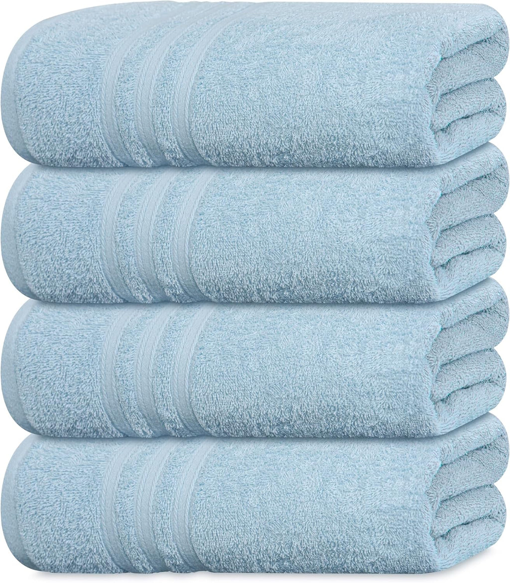 Tens Towels 4 Piece Bath Towels 27x54 Inches, Sky Blue