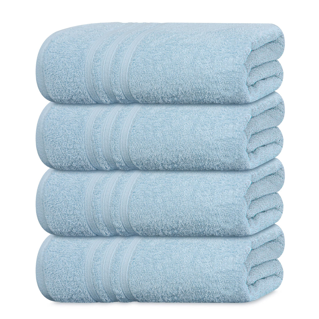 Tens Towels 4 Piece Bath Towels 27x54 Inches, Sky Blue