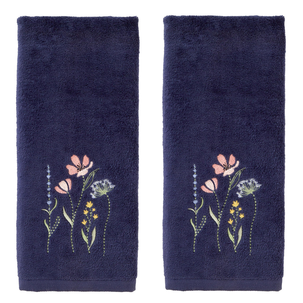 SKL Home Floral Hand Towel Set-2pc, 100% Cotton Jacquard, Gray