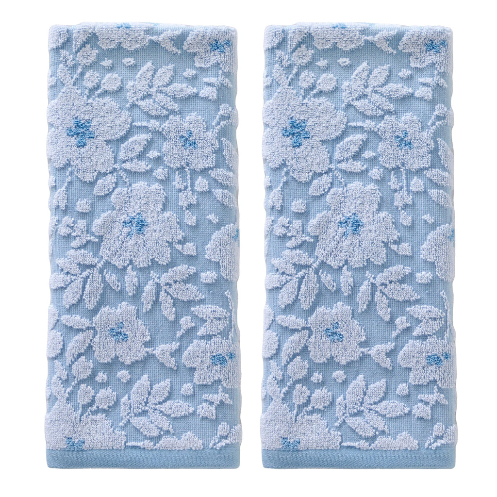 SKL Home Floral Hand Towel Set-2pc, 100% Cotton Jacquard, Gray