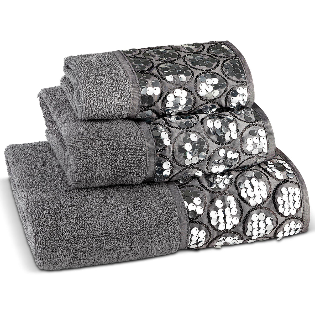 Zahari Home Spindle Modern Bathroom Towel Set - 3 Piece Bath, Hand, and Wash Towels - Classic Luxury Contemporary Decor - Beautiful Gold Unique Design Bath Ensemble