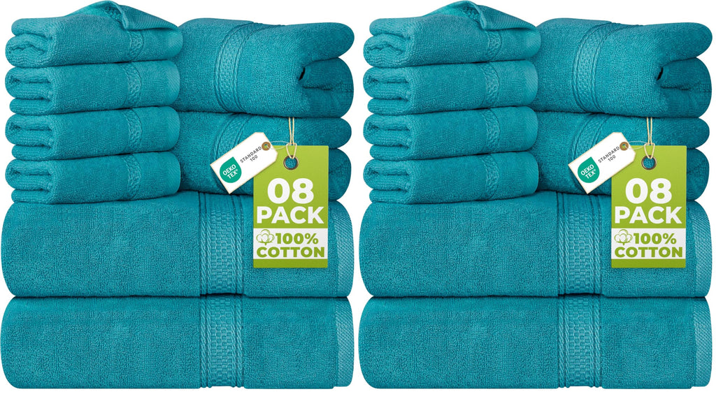 Utopia Towels 8-Piece Premium Towel Set, 2 Bath Towels, 2 Hand Towels, and 4 Wash Cloths, 600 GSM 100% Ring Spun Cotton Highly Absorbent Towels for Bathroom, Gym, Hotel, and Spa (Beige)