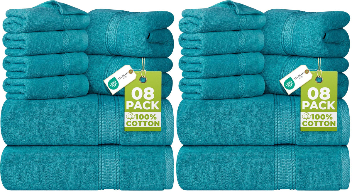 Utopia Towels 8 Piece Majestic Plush Luxury Towel Set, Cotton, Teal