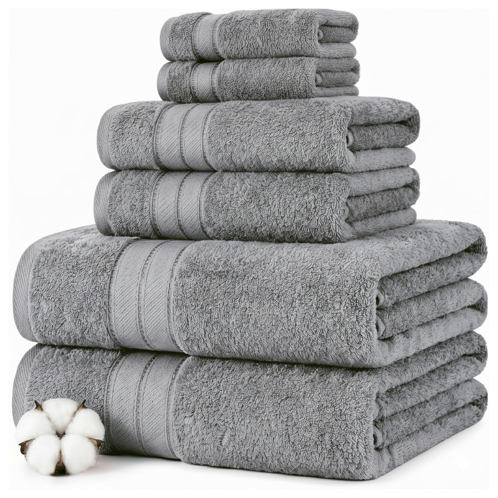Modern Threads Spun Loft 6 Piece Bath Towel Set – 2 Bath Towels, 2 Hand Towels & 2 Washcloths – 100% Cotton, 600 GSM, Plush, Soft & Absorbent (Blush)