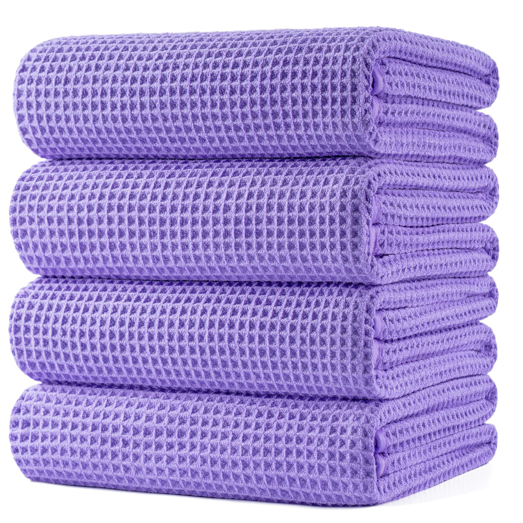 POLYTE 430 GSM Poly Blend Microfiber Quick Dry Waffle Bath Towel, 30x60 in