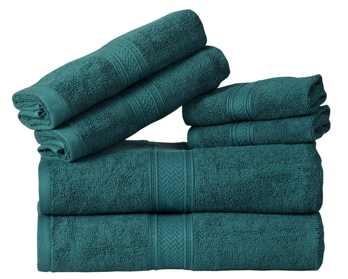 HILLFAIR 100% Cotton 24 Piece Bath Towels Set for Bathroom - Ocean Blue