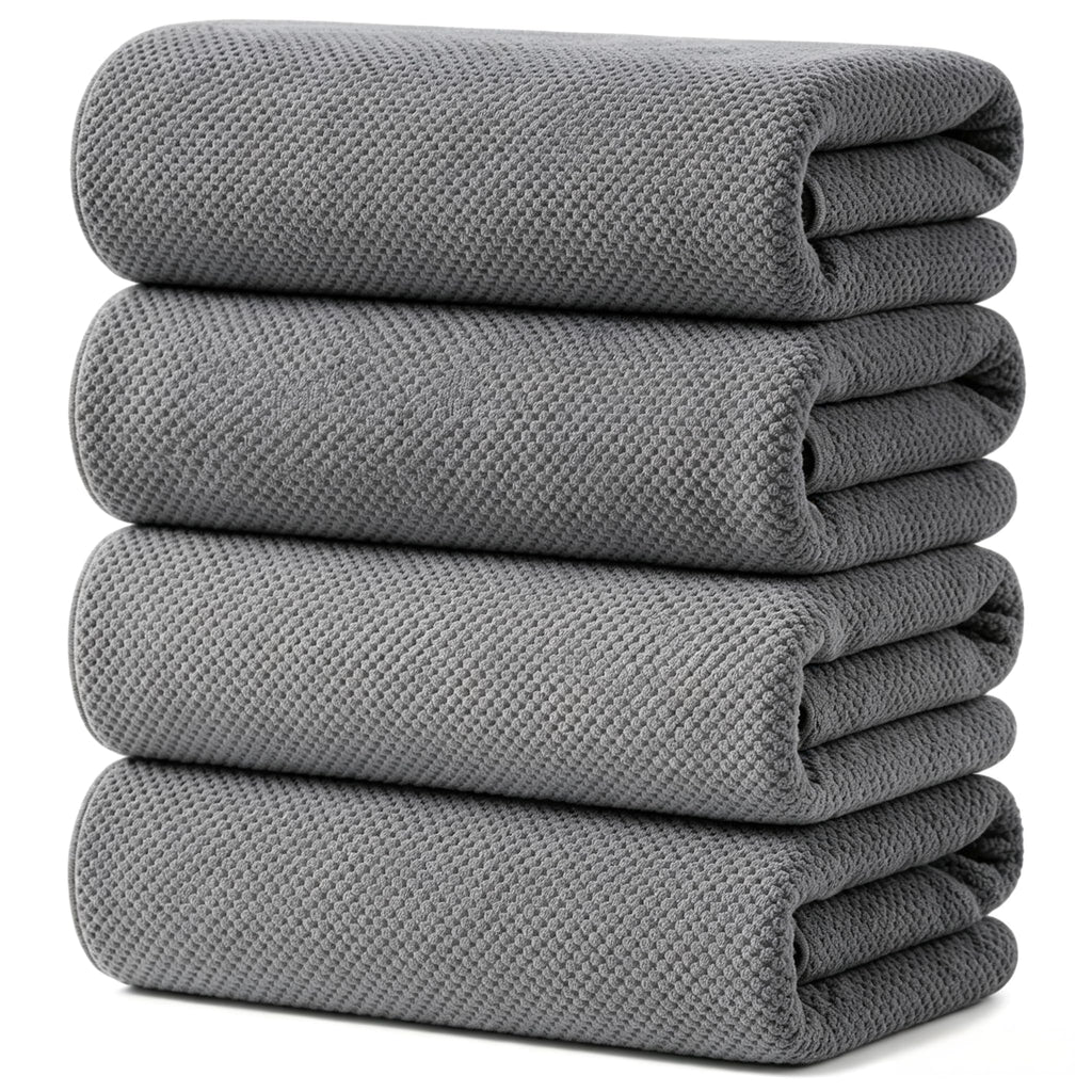 4 Pack Microfiber Bath Towels Set,Soft and Super Absorbent Bath Towel, Quick Dry Large Towels for Bathroom, Spa,Swinming Pool Party,Gym 54 x 27 in Multicolor（Blue、Pink、Off White、Grey）