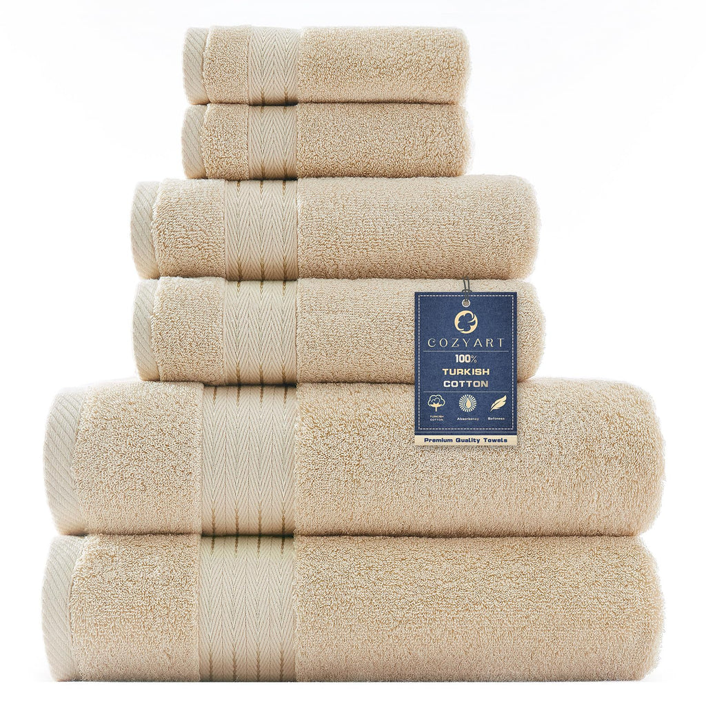 COZYART Luxury Bath Towel Set 6 Pcs, Burnt Orange 100% Turkish Cotton