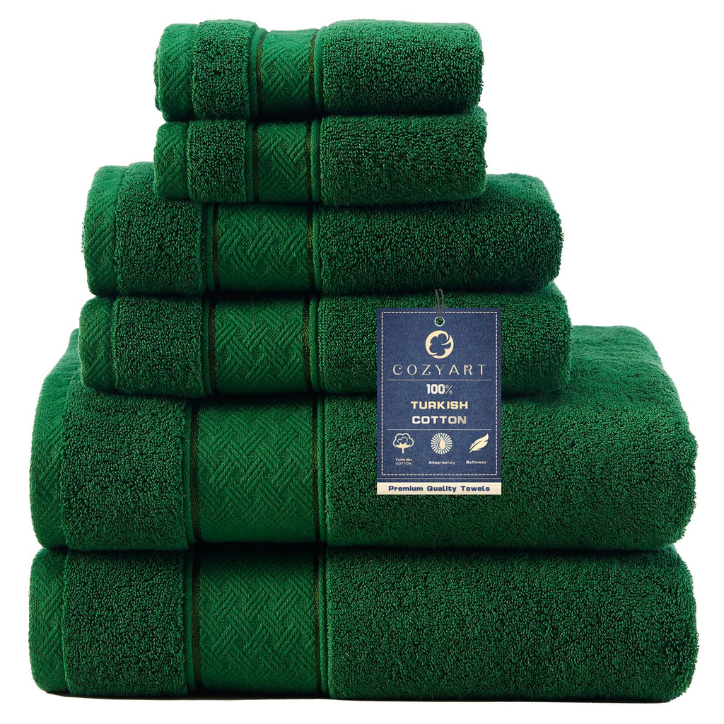 COZYART Bath Towel Set 6 PCS, Pink Luxury 100% Turkish Cotton 650GSM