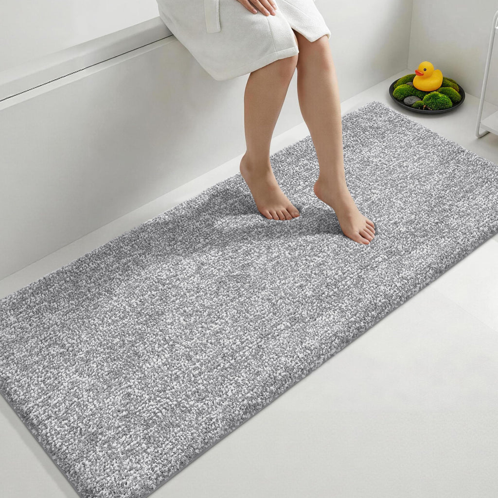 Yimobra Non Slip Machine Washable Bathroom Rug 32x20 Light Blue and White