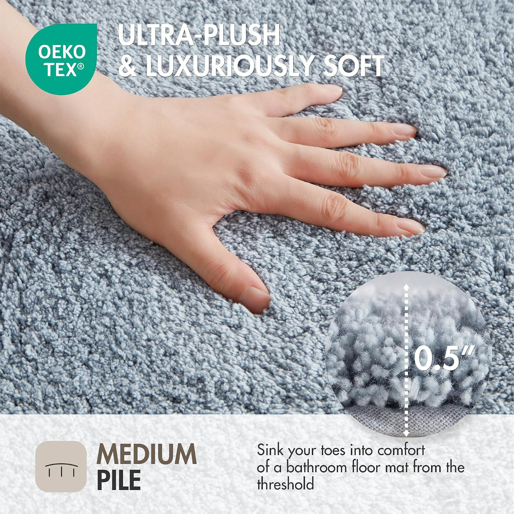 Madison Park Evan 100% Cotton Bath Rug Plush Absorbent, 20" x 30", Blue