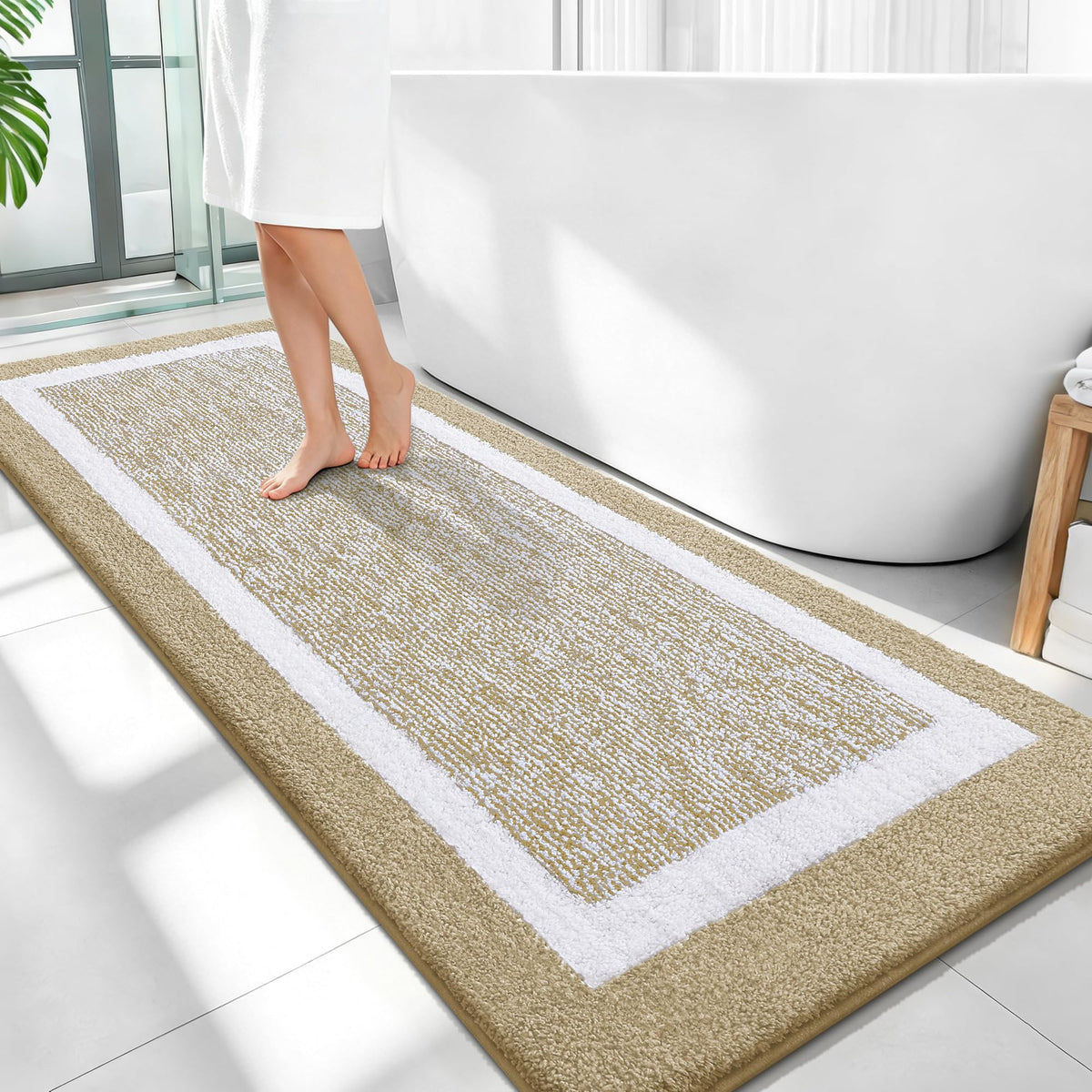 OLANLY Bathroom Rugs 36x24, Soft Absorbent Microfiber Bath Rugs, Grey