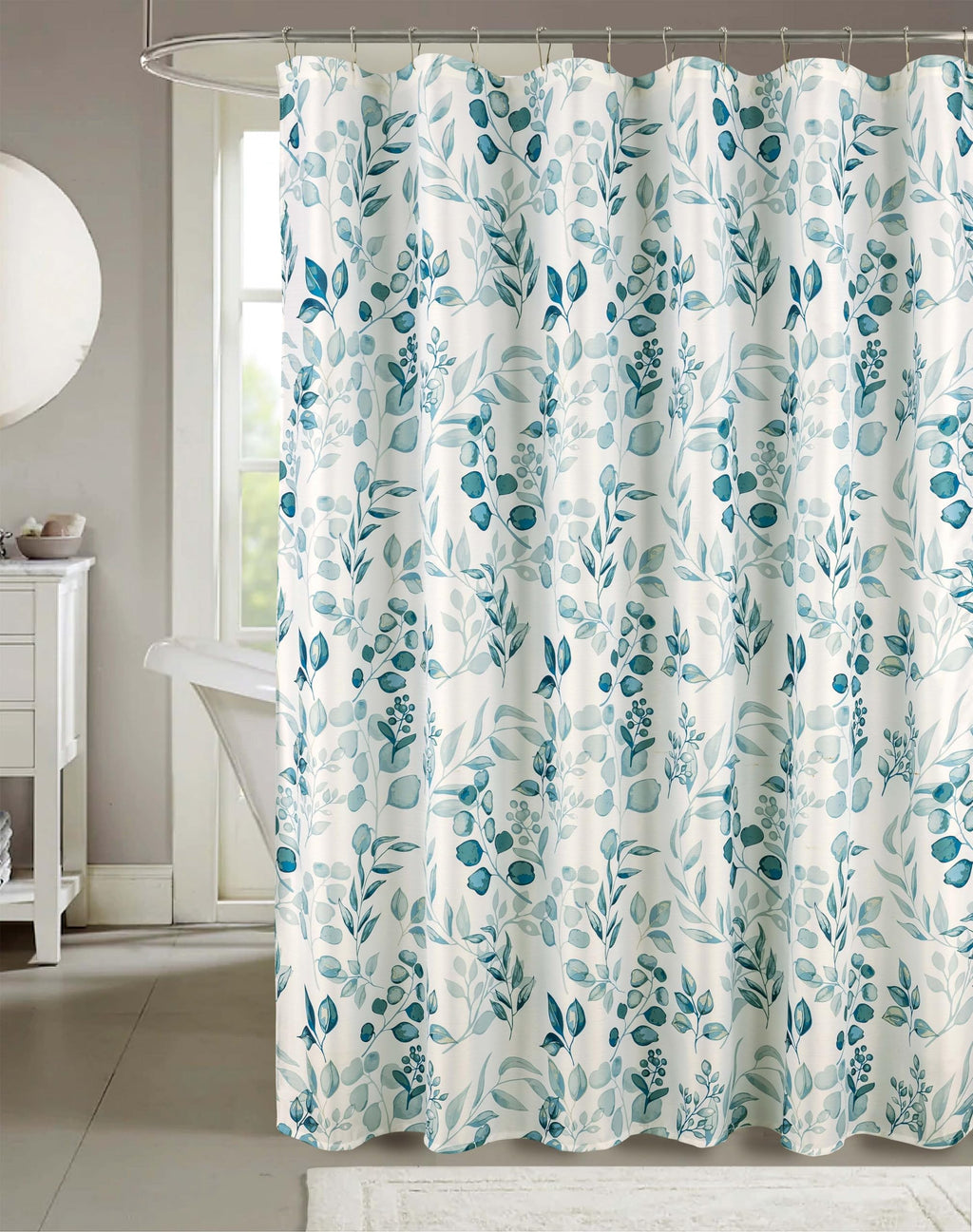 Blue Fabric Shower Curtain Modern Geometrical Blue Gray for Bathroom 72x72