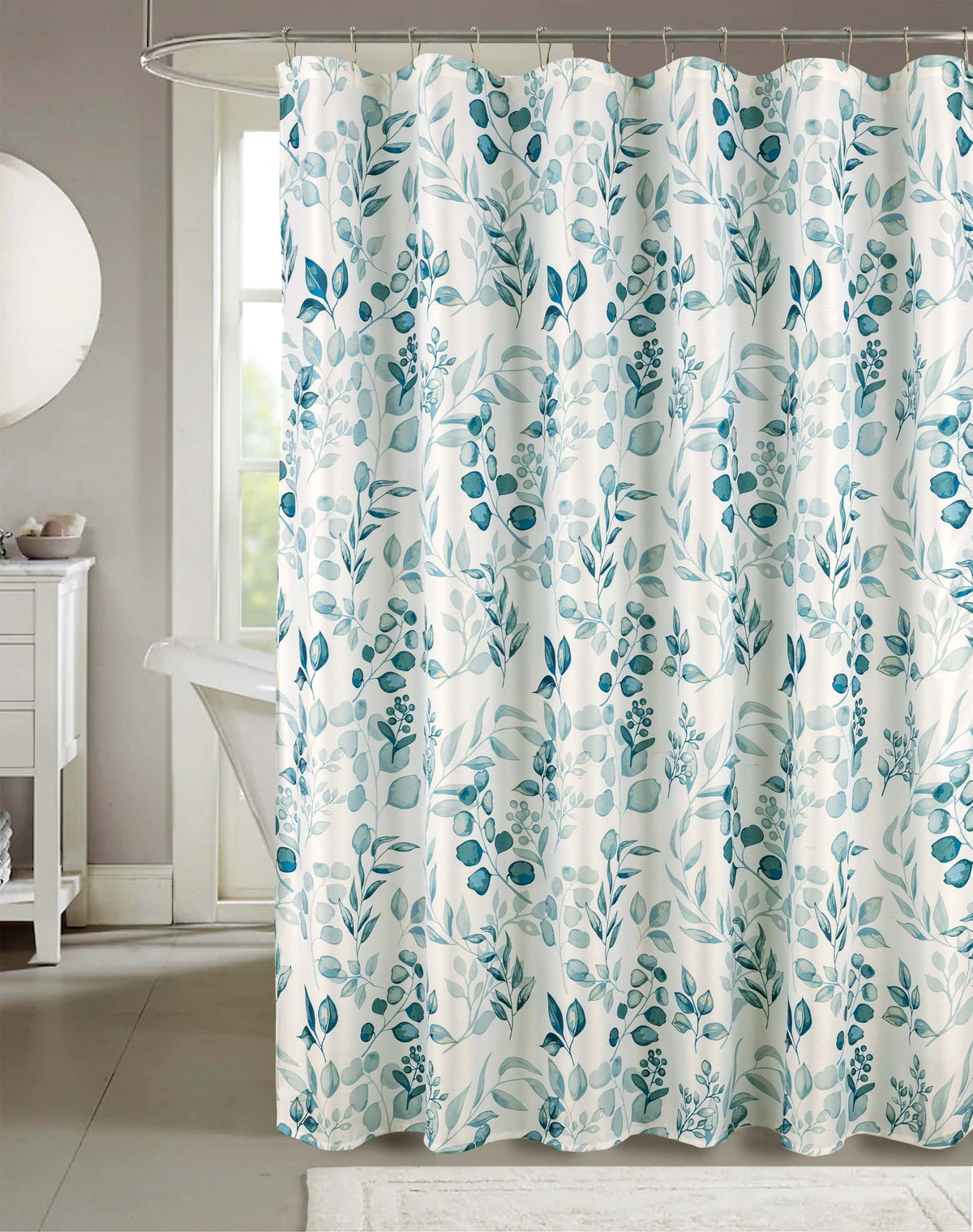 Blue Fabric Shower Curtain Modern Geometrical Blue Gray for Bathroom 72x72