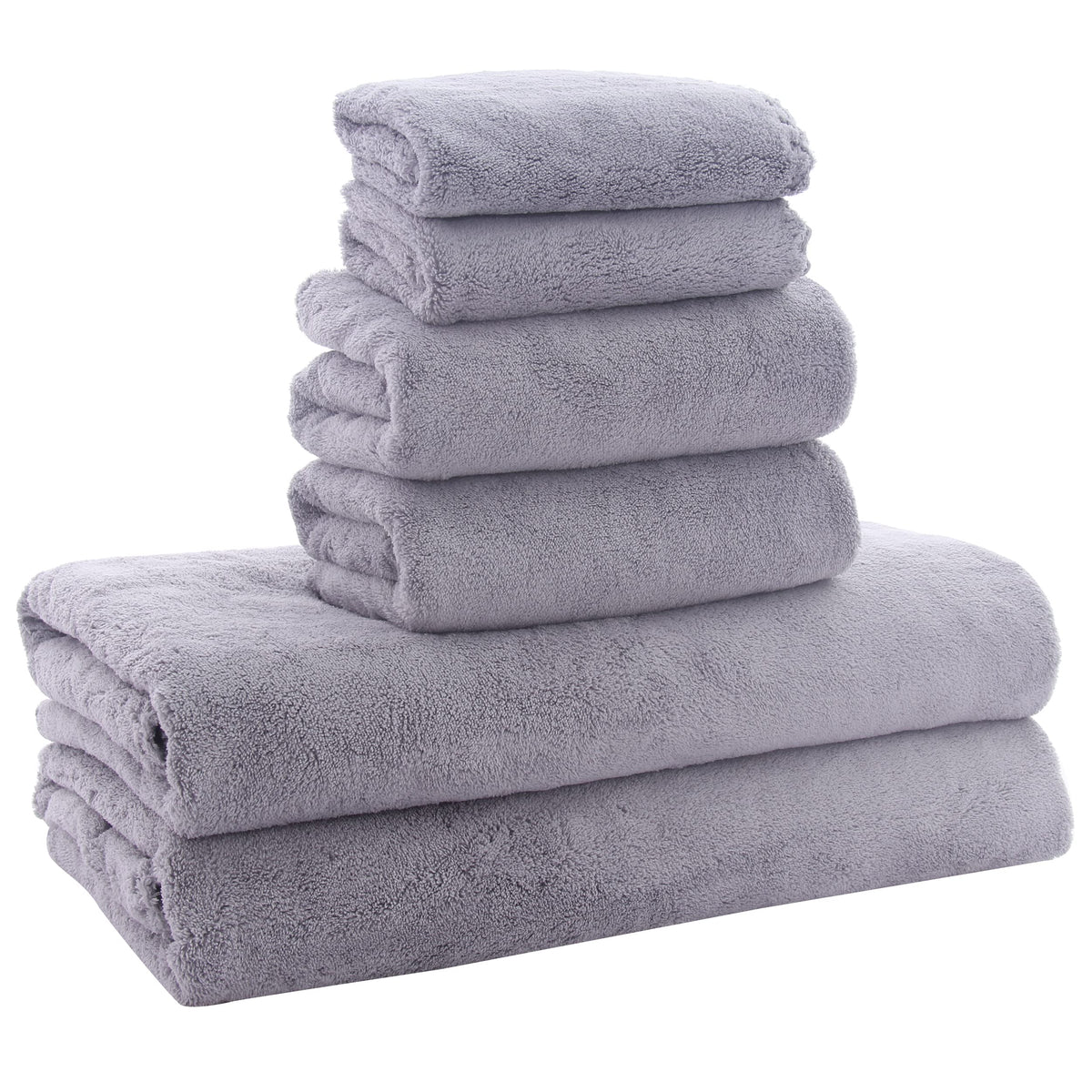 MOONQUEEN Ultra Soft Towel Set - Quick Drying - 2 Bath Towels 2 Hand Towels 2 Washcloths - Microfiber Coral Velvet Highly Absorbent Towel for Fitness, Bathroom, Sports, Yoga, Travel (Pink, 6 Pcs)