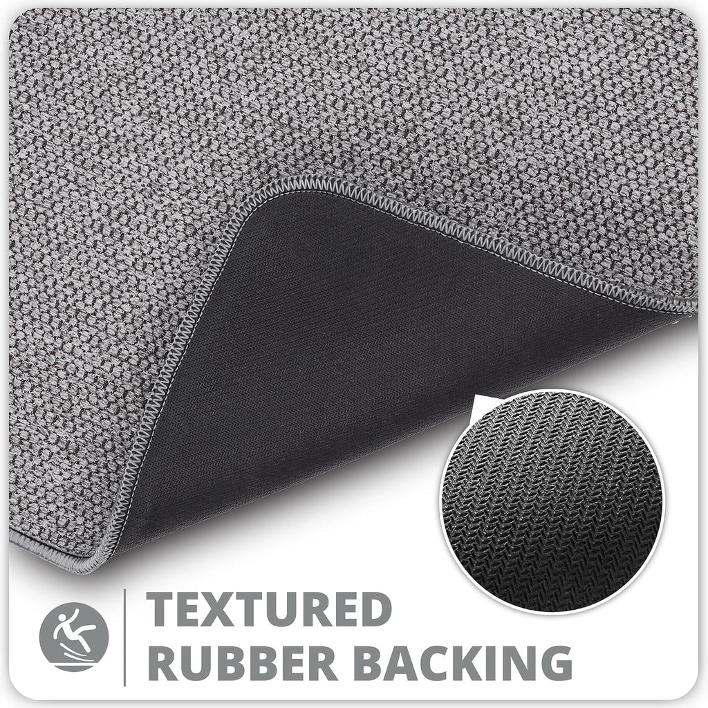 Bath Mat,Ultra Thin Bathroom Rugs,Rubber Bath Mats for Bathroom,No Slip Bath Rugs,Quick Dry,Machine Washable,Low Pile,Absorbent,Shower Outside,Sink,Home Decor Accessories.Grey,1'5"x2'3"(17x27Inch)