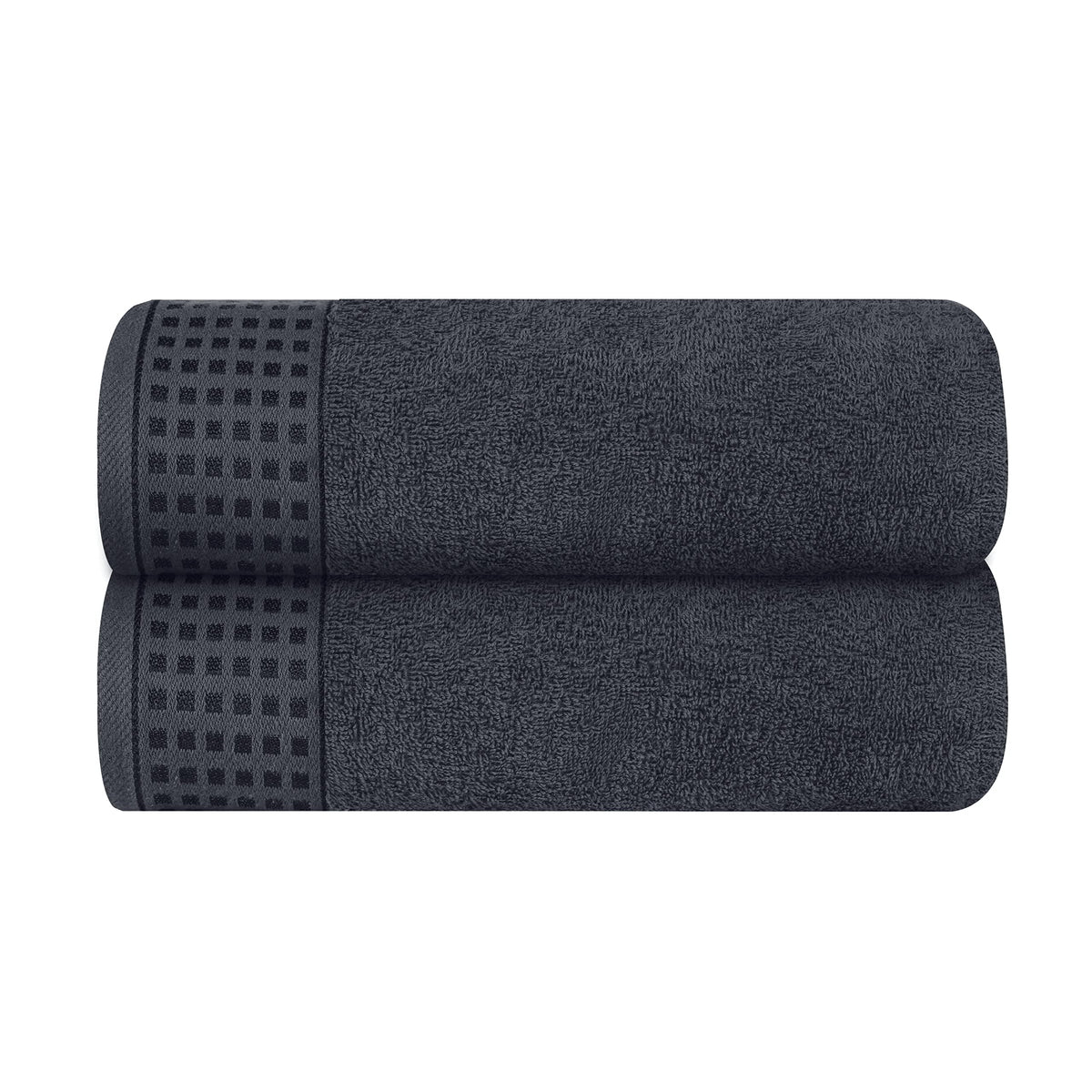 GLAMBURG 100% Cotton 2 Pack Oversized Bath Towel Set 28x55 Inches, Ultra Soft Highly Absorbant Compact Quickdry & Lightweight Large Bath Towels, Ideal for Gym Travel Camp Pool - Black