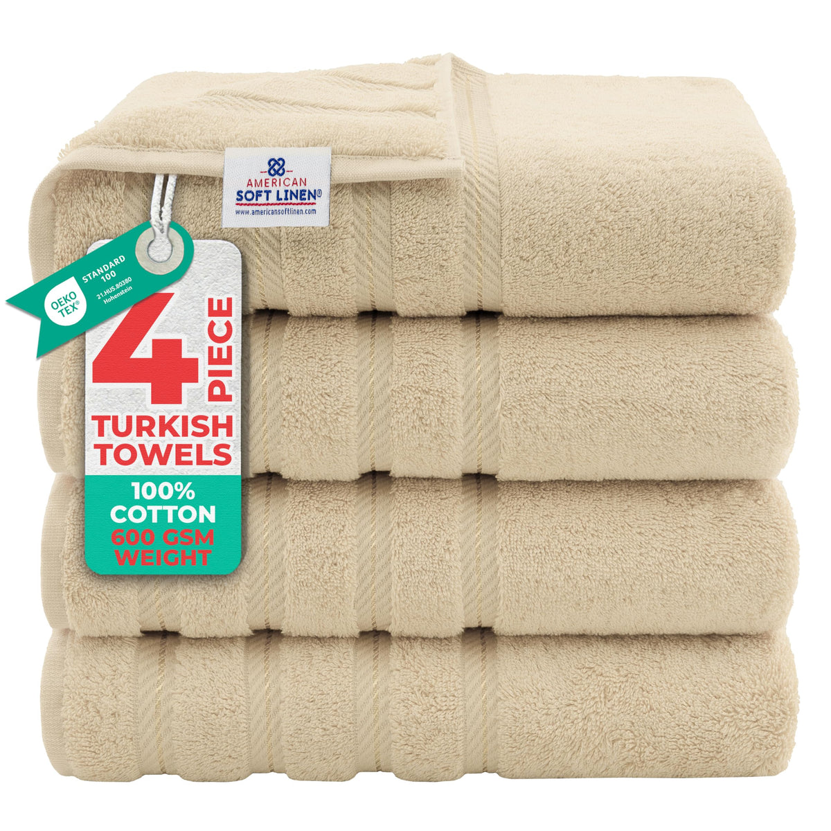 American Soft Linen 100% Cotton Luxury Turkish Towels, 6 Piece Towel Set