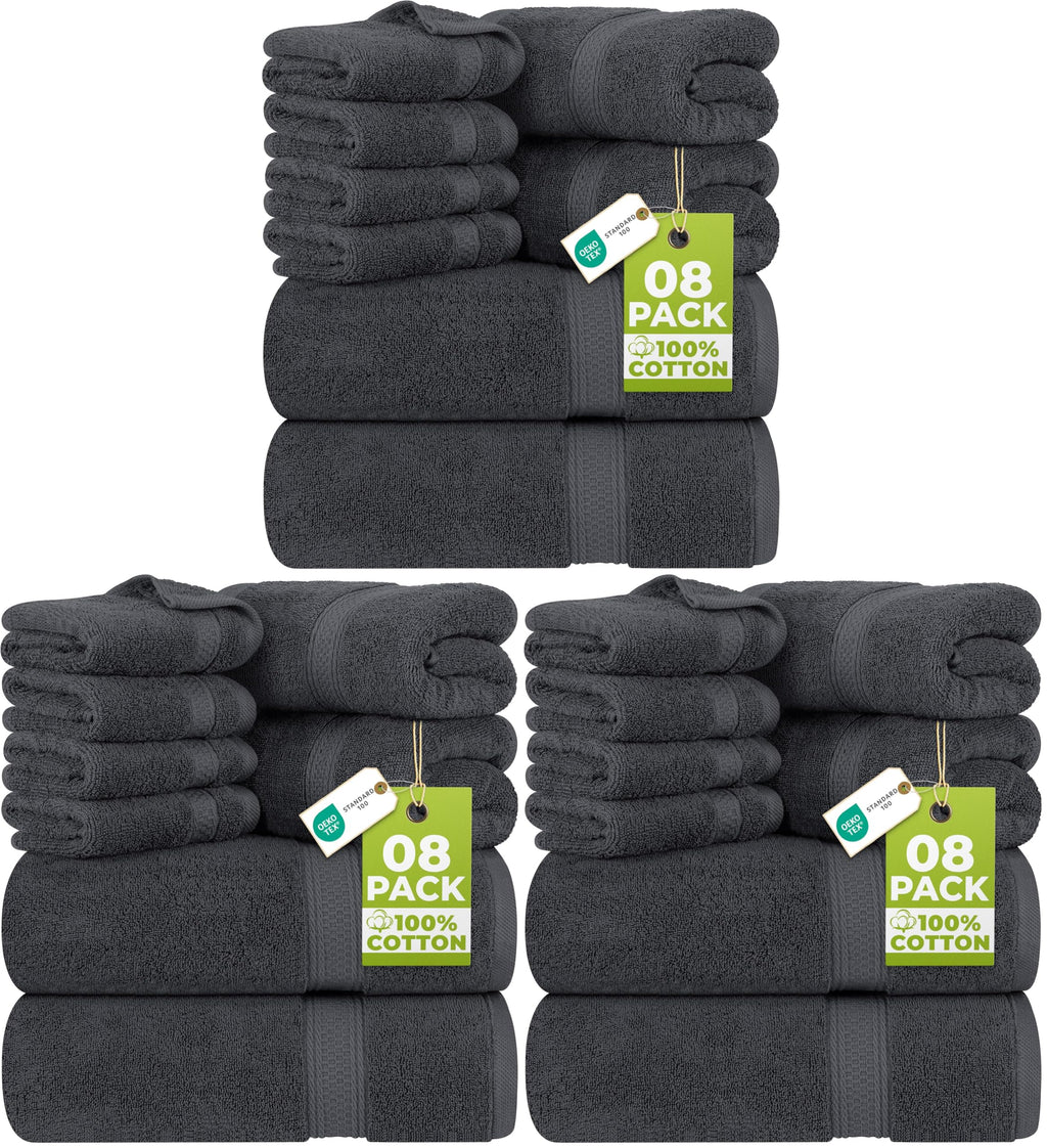 Utopia Towels 8-Piece Premium Towel Set, 2 Bath Towels, 2 Hand Towels, and 4 Wash Cloths, 600 GSM 100% Ring Spun Cotton Highly Absorbent Towels for Bathroom, Gym, Hotel, and Spa (Beige)