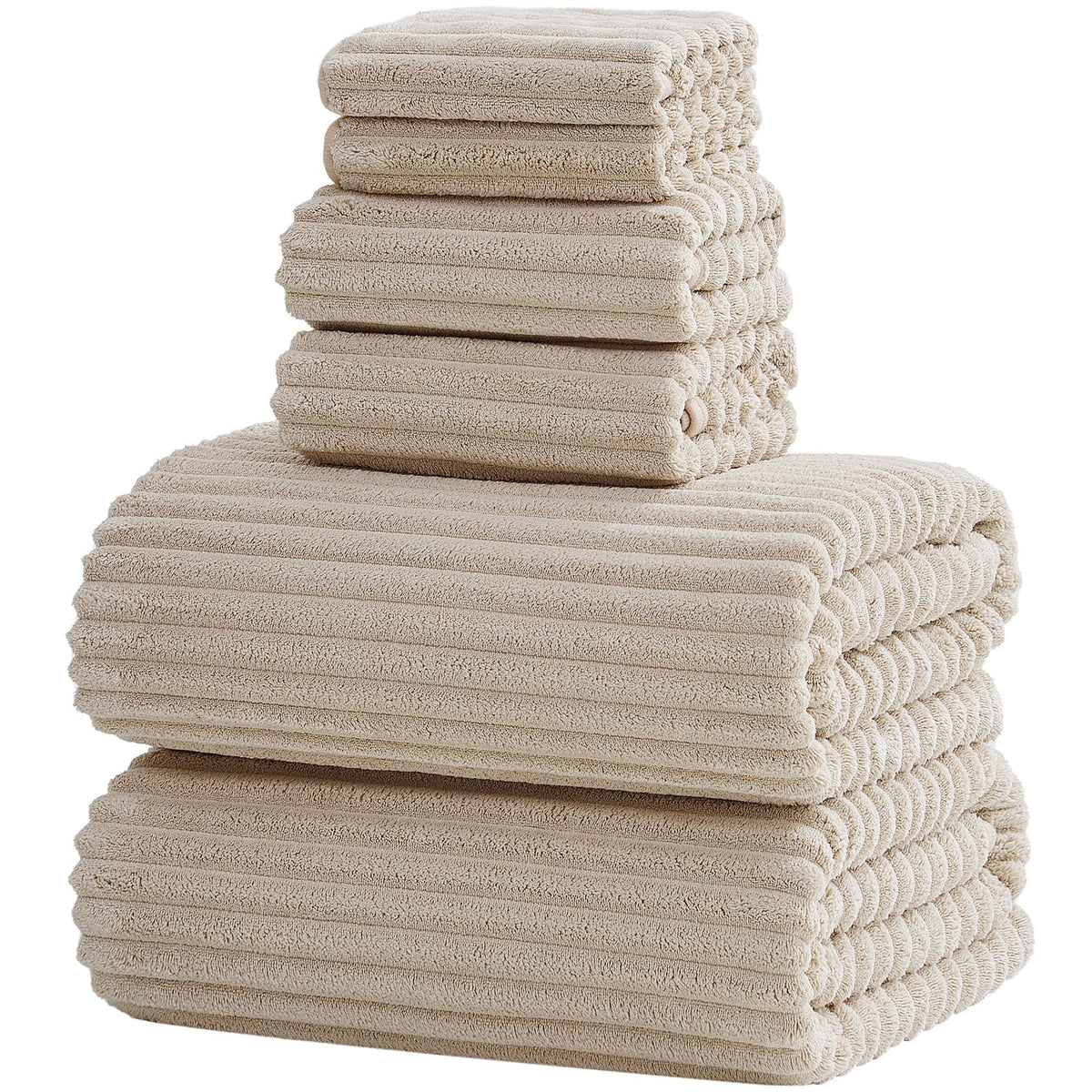 6 PC Bath Towel Set, 40"x80" Oversized Bath Sheets, Olive Green