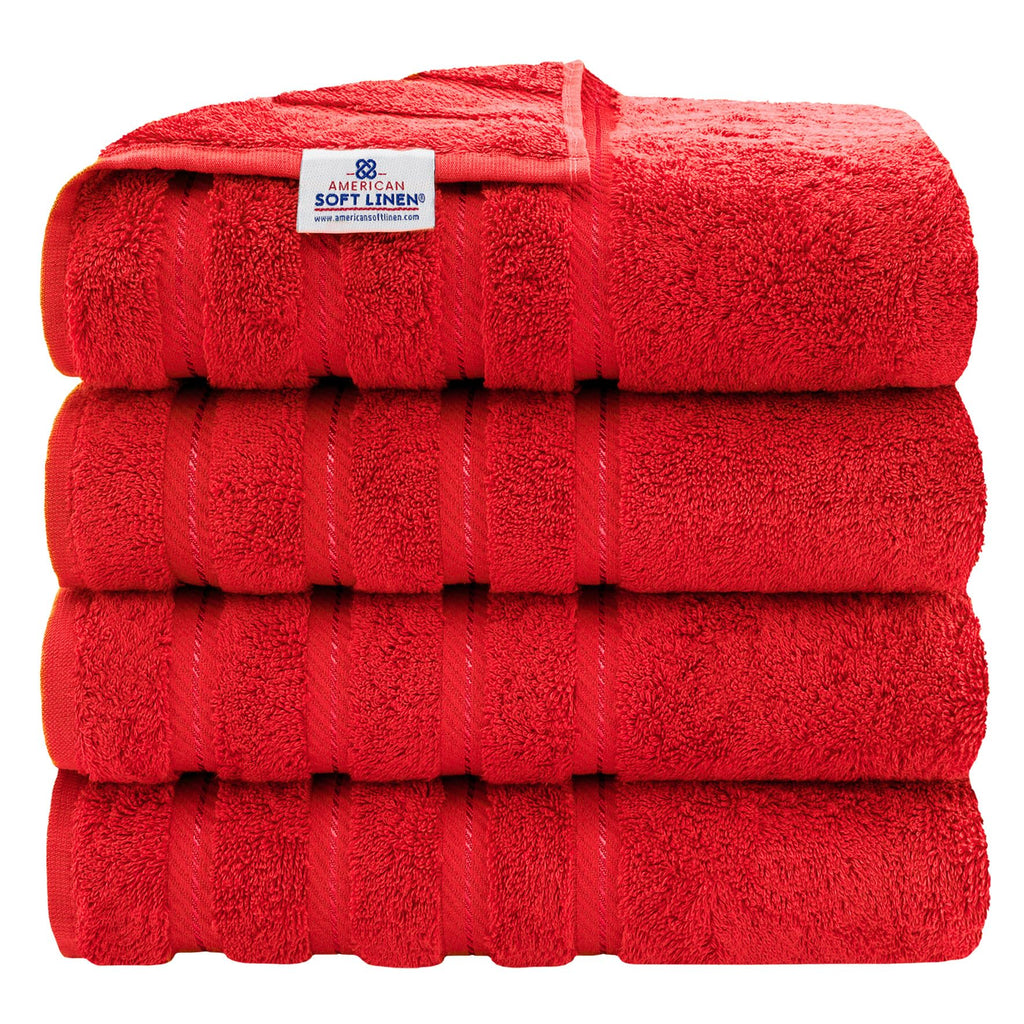 American Soft Linen 100% Cotton Luxury Turkish Towels, 4 PC Bath Towel Set